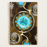 Steampunk Rusty Hintergrund mit türkisfarbenen Lin Planer<br><div class="desc">Türkisfarbene Linsen mit antiker Uhr mit Messinggetrieben und goldenen Tasten auf rostigem,  braunem Hintergrund. Steampunkstil.</div>