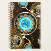 Steampunk Rusty Hintergrund mit türkisfarbenen Lin Planer (Vorderseite)