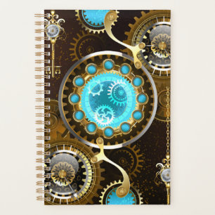 Steampunk Rusty Hintergrund mit türkisfarbenen Lin Planer