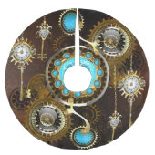 Steampunk Rusty Hintergrund mit türkisfarbenen Lin Polyester Weihnachtsbaumdecke (Vorderseite)
