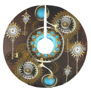 Steampunk Rusty Hintergrund mit türkisfarbenen Lin Polyester Weihnachtsbaumdecke