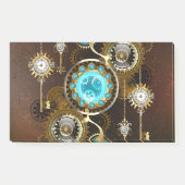 Steampunk Rusty Hintergrund mit türkisfarbenen Lin Post-it Klebezettel (Vorderseite)