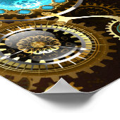 Steampunk Rusty Hintergrund mit türkisfarbenen Lin Poster (Ecke)