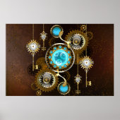 Steampunk Rusty Hintergrund mit türkisfarbenen Lin Poster (Vorne)