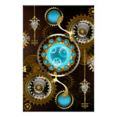 Steampunk Rusty Hintergrund mit türkisfarbenen Lin Poster (Vorderseite)