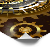 Steampunk Rusty Hintergrund mit türkisfarbenen Lin Poster (Ecke)