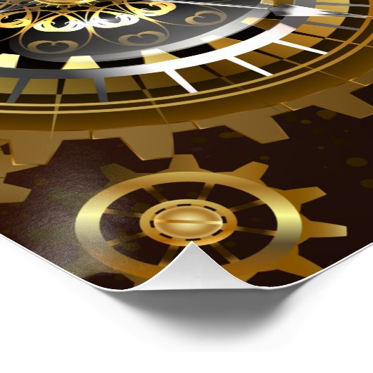 Steampunk Rusty Hintergrund mit türkisfarbenen Lin Poster (Ecke)