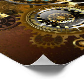 Steampunk Rusty Hintergrund mit türkisfarbenen Lin Poster (Ecke)