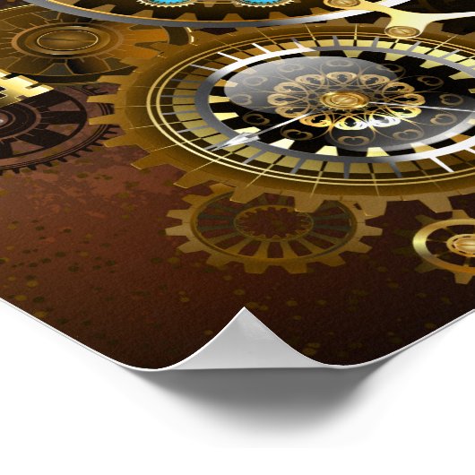 Steampunk Rusty Hintergrund mit türkisfarbenen Lin Poster (Ecke)