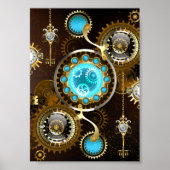 Steampunk Rusty Hintergrund mit türkisfarbenen Lin Poster (Vorne)