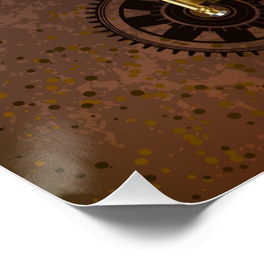 Steampunk Rusty Hintergrund mit türkisfarbenen Lin Poster (Ecke)