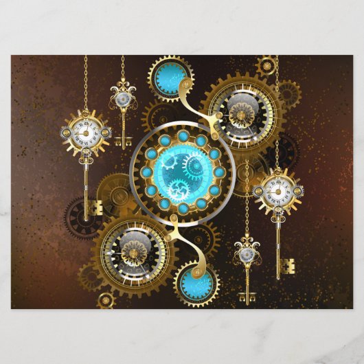 Steampunk Rusty Hintergrund mit türkisfarbenen Lin Programm (Vorderseite)
