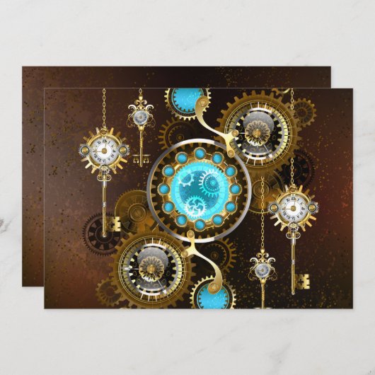 Steampunk Rusty Hintergrund mit türkisfarbenen Lin Programm (Vorne/Hinten)