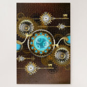 Steampunk Rusty Hintergrund mit türkisfarbenen Lin Puzzle (Vertikal)