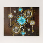 Steampunk Rusty Hintergrund mit türkisfarbenen Lin Puzzle (Horizontal)