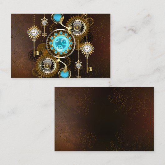 Steampunk Rusty Hintergrund mit türkisfarbenen Lin Rabattkarte (Vorne/Hinten)