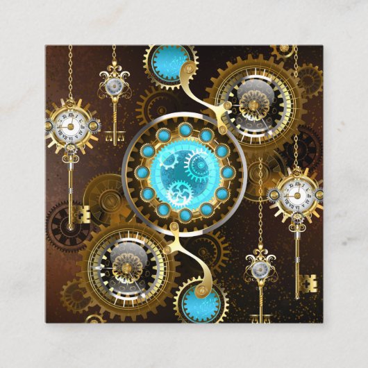Steampunk Rusty Hintergrund mit türkisfarbenen Lin Rabattkarte (Vorderseite)