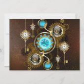 Steampunk Rusty Hintergrund mit türkisfarbenen Lin Save The Date (Vorderseite)