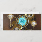 Steampunk Rusty Hintergrund mit türkisfarbenen Lin Save The Date (Vorderseite)