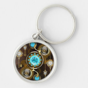 Steampunk Rusty Hintergrund mit türkisfarbenen Lin Schlüsselanhänger