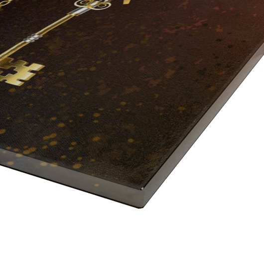 Steampunk Rusty Hintergrund mit türkisfarbenen Lin Schneidebrett (Ecke)