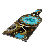 Steampunk Rusty Hintergrund mit türkisfarbenen Lin Schneidebrett (Ecke)