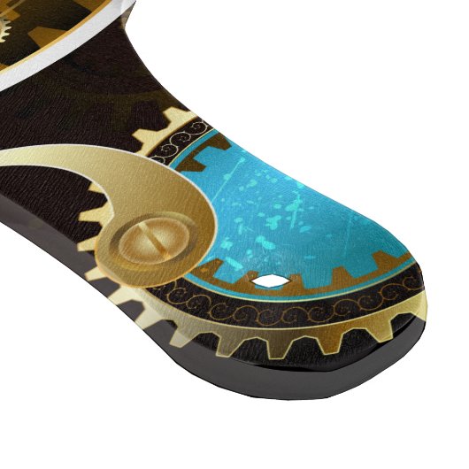 Steampunk Rusty Hintergrund mit türkisfarbenen Lin Schneidebrett (Ecke)