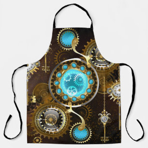 Steampunk Rusty Hintergrund mit türkisfarbenen Lin Schürze