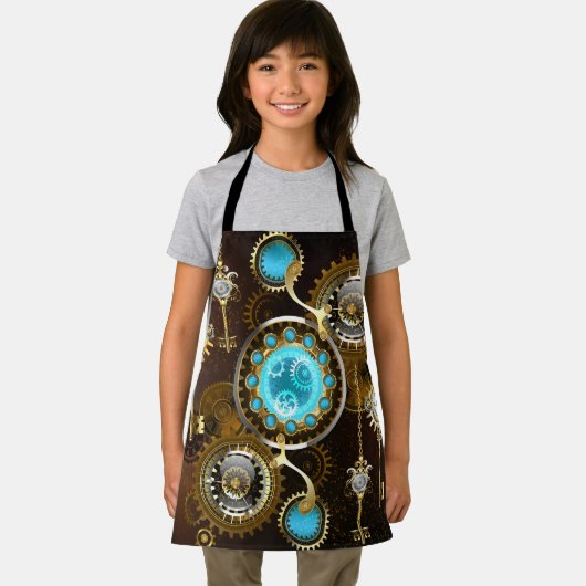 Steampunk Rusty Hintergrund mit türkisfarbenen Lin Schürze (Insitu)