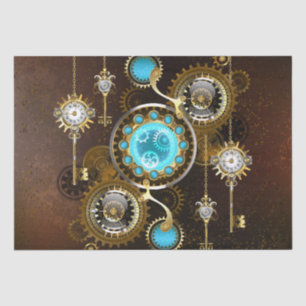 Steampunk Rusty Hintergrund mit türkisfarbenen Lin Seidenpapier