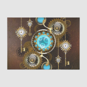 Steampunk Rusty Hintergrund mit türkisfarbenen Lin Seidenpapier