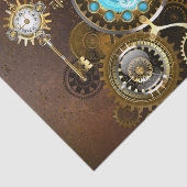 Steampunk Rusty Hintergrund mit türkisfarbenen Lin Seidenpapier (Ausschnitt)