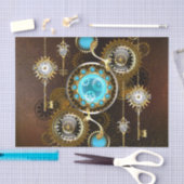 Steampunk Rusty Hintergrund mit türkisfarbenen Lin Seidenpapier (Handwerk)