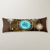 Steampunk Rusty Hintergrund mit türkisfarbenen Lin Seitenschläferkissen (Rückseite)