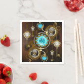Steampunk Rusty Hintergrund mit türkisfarbenen Lin Serviette (Beispiel)
