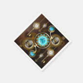 Steampunk Rusty Hintergrund mit türkisfarbenen Lin Serviette (Ecke)
