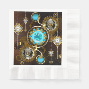 Steampunk Rusty Hintergrund mit türkisfarbenen Lin Serviette
