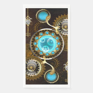 Steampunk Rusty Hintergrund mit türkisfarbenen Lin Serviette
