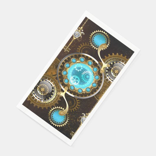 Steampunk Rusty Hintergrund mit türkisfarbenen Lin Serviette (Ecke)