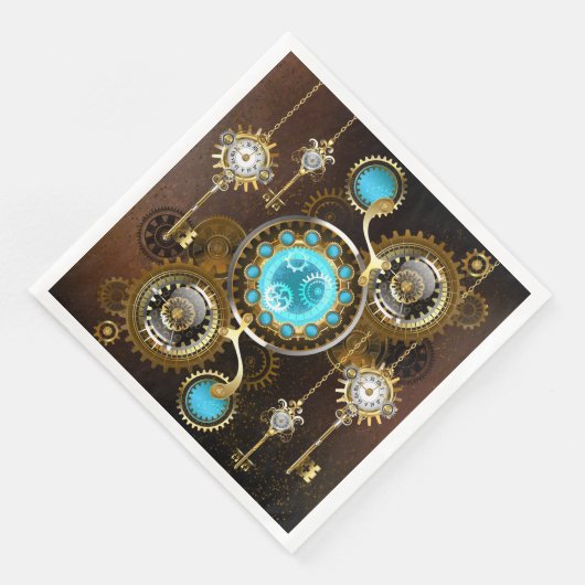 Steampunk Rusty Hintergrund mit türkisfarbenen Lin Serviette (Ecke)