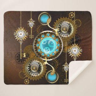 Steampunk Rusty Hintergrund mit türkisfarbenen Lin Sherpadecke