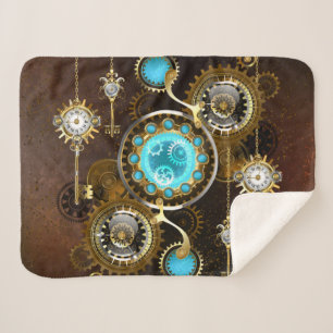 Steampunk Rusty Hintergrund mit türkisfarbenen Lin Sherpadecke