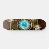 Steampunk Rusty Hintergrund mit türkisfarbenen Lin Skateboard (Horizontal)