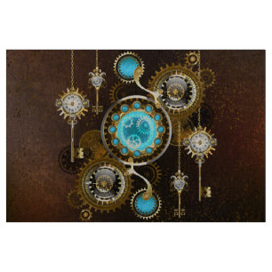Steampunk Rusty Hintergrund mit türkisfarbenen Lin Stoff