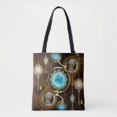 Steampunk Rusty Hintergrund mit türkisfarbenen Lin Tasche (Vorderseite)