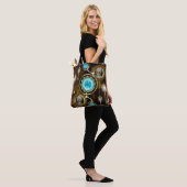 Steampunk Rusty Hintergrund mit türkisfarbenen Lin Tasche (Am Model)