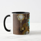 Steampunk Rusty Hintergrund mit türkisfarbenen Lin Tasse (Links)