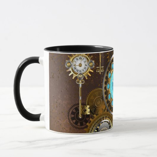 Steampunk Rusty Hintergrund mit türkisfarbenen Lin Tasse (Links)