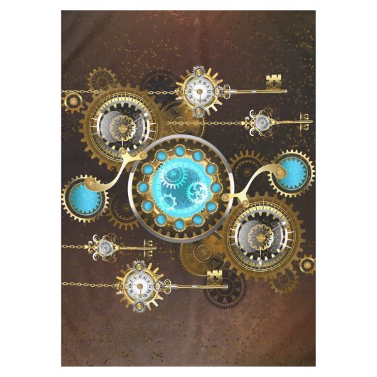 Steampunk Rusty Hintergrund mit türkisfarbenen Lin Tischdecke (Vorderseite)