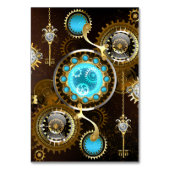 Steampunk Rusty Hintergrund mit türkisfarbenen Lin Tischnummer (Vorderseite)